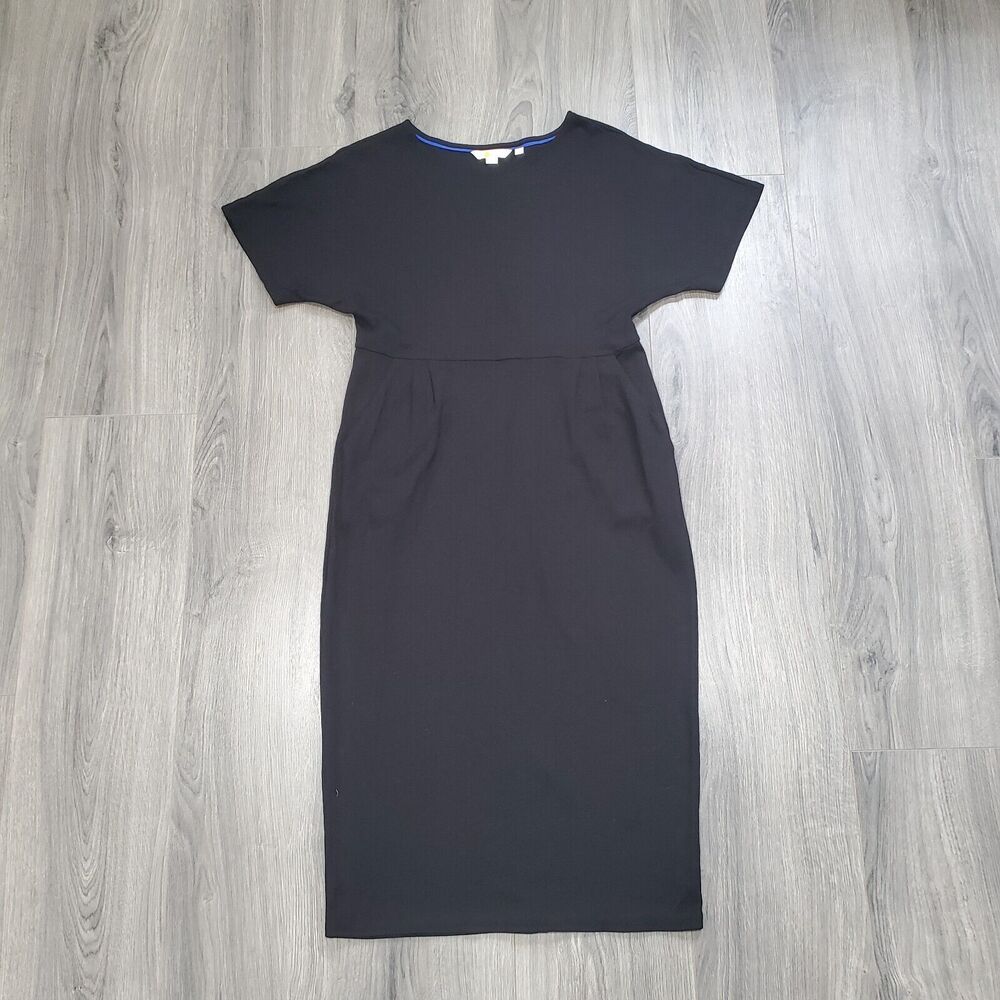 Boden Dress Womens 10 Petite Black Midi Minimalist Classic Stretch Office